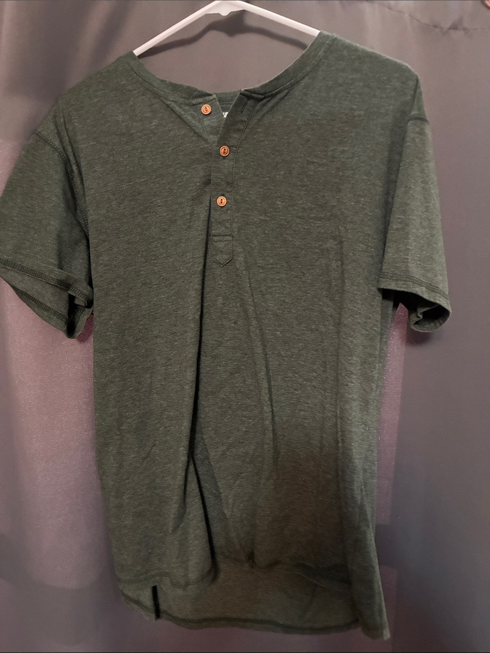 Men's Short Sleeve Henley Shirt - Dark Green